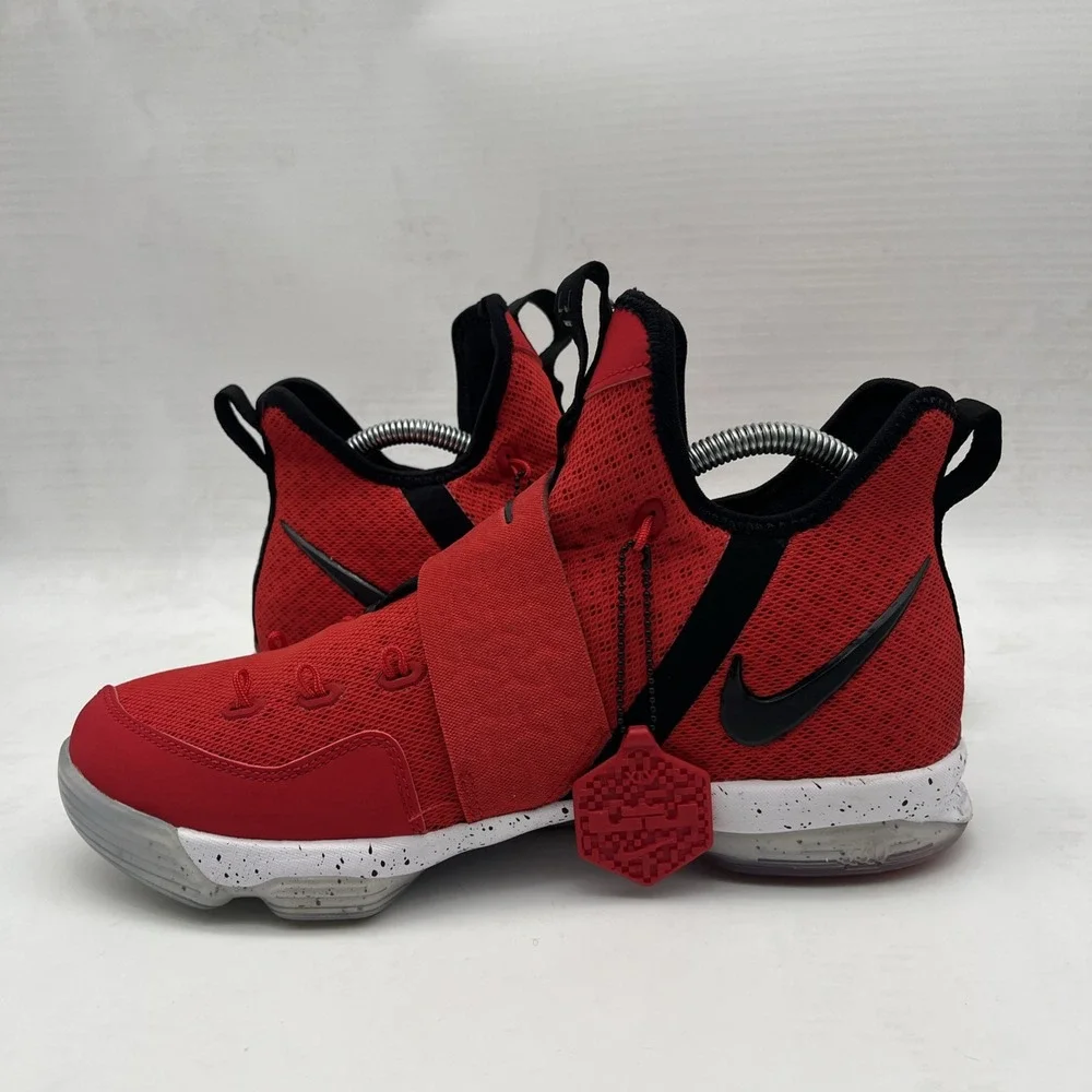 Nike Boys Lebron XIV Basketball Shoes Red Black 859468-600 LaceUp Hook Loop 6.5Y
